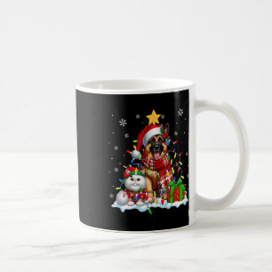 Weihdeutscher Schäferhund mit Elf Katze Weihnachts Kaffeetasse