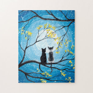 Weiher Mond mit Katzen Puzzle