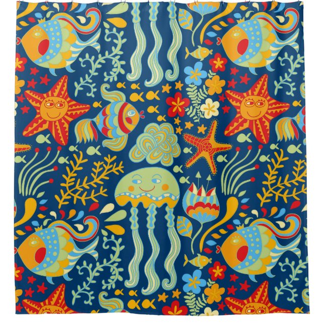 Weiher Ozean von Fisch und Kelp Duschvorhang (Vorderseite)