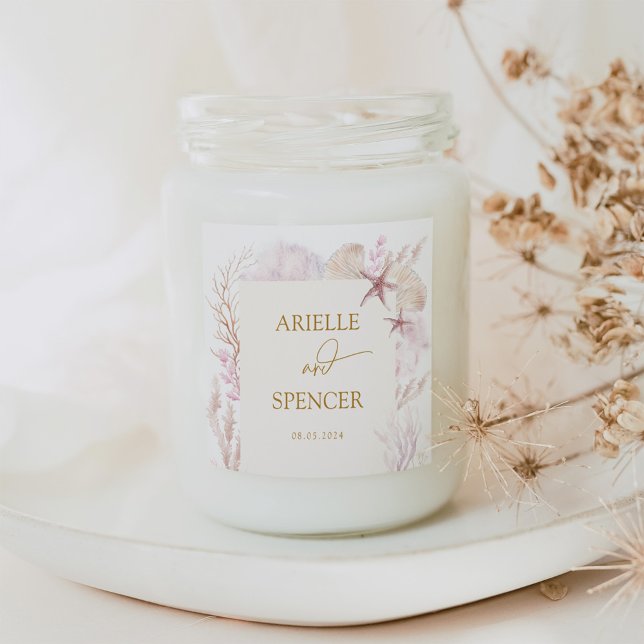 Weiher Pastellmeer unter den Gastgeschenke Hochzei Quadratischer Aufkleber (Von Creator hochgeladen)