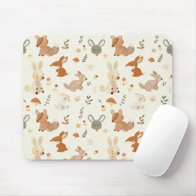 Weiher Waldtiere Grünmuster Mousepad (Mit Mouse)