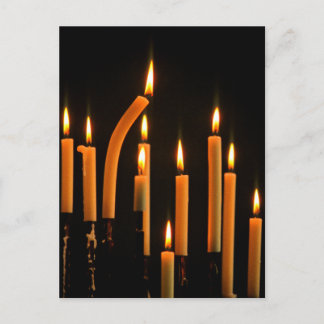 Weihnacht, Advent, brennende orange Kerzen festlic Postkarte