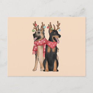 Weihnacht Hunde christmas Doberham German Shepherd Postkarte