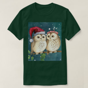 weihnacht süße Eule Wildtiere Weihnachtsmannmütze T-Shirt