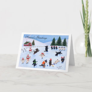 Weihnachteis-Skaten Labradors Feiertagskarte