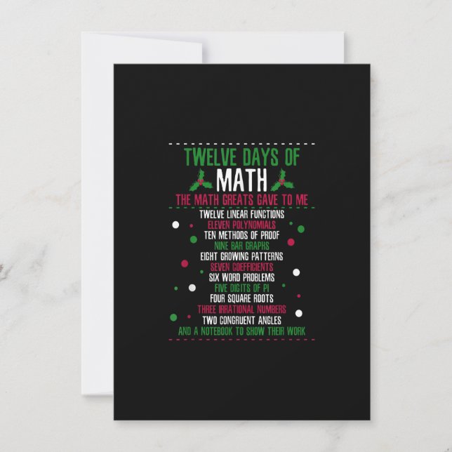 Weihnachten 12 Tage Mathe Einladung (Vorderseite)