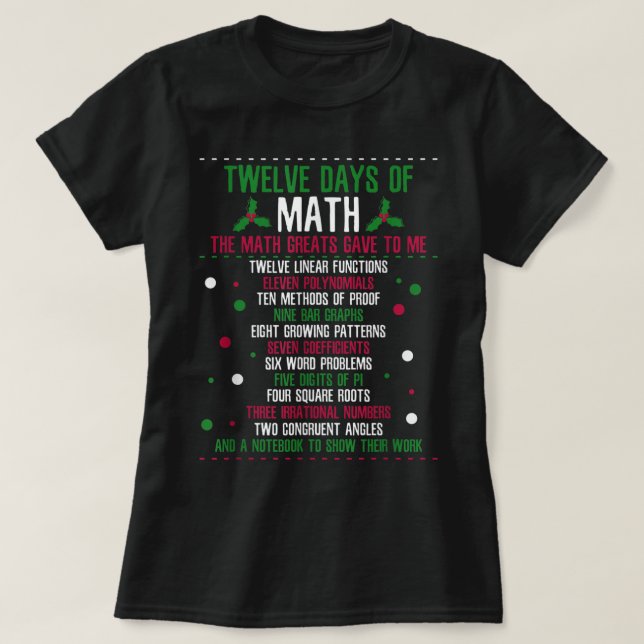 Weihnachten 12 Tage Mathe T-Shirt (Design vorne)