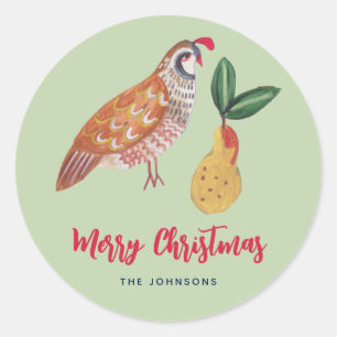 Weihnachten 12 Tage Weihnachten Rebhuhn Birnbaum Runder Aufkleber