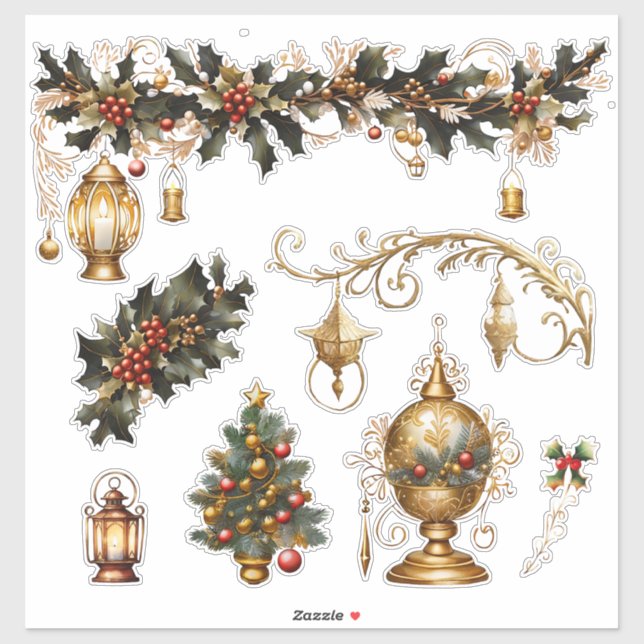 Weihnachten_13 Vinyl-Sticker nach Maß geschnitten Aufkleber (Blatt)