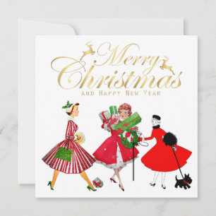 Weihnachten 1950 Vintage Damen Karte