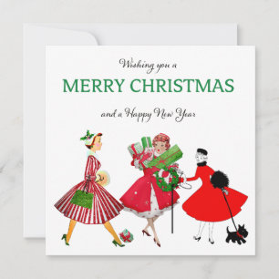 Weihnachten 1950 Vintage Damen Karte