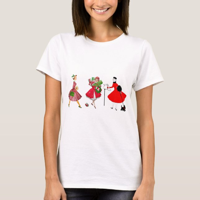Weihnachten 1950 Vintage Damen T-Shirt (Vorderseite)