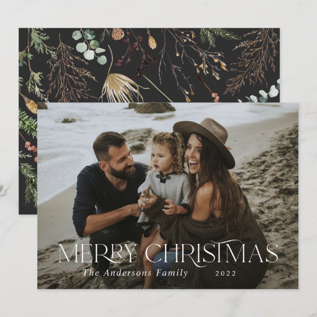 Weihnachten 1 Foto Aquarell botanischer Blumen (Vorne/Hinten)