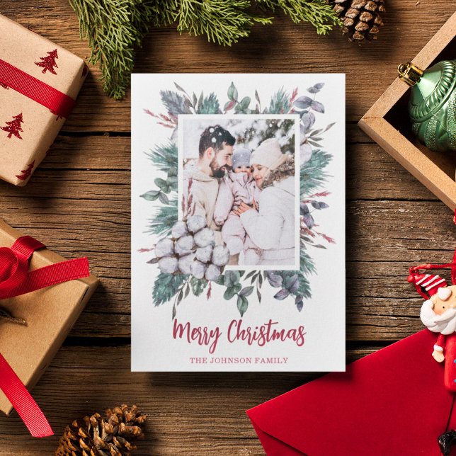 Weihnachten 1 Foto Aquarellbaumwolle Blume Winter (Von Creator hochgeladen)