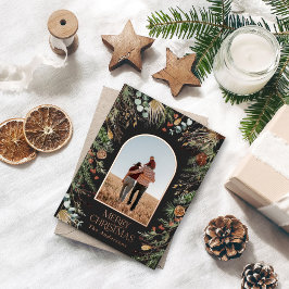 Weihnachten 1 Foto botanisch elegant Folien Feiertagspostkarte