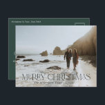 Weihnachten 1 Foto, botanischer Blumenjugendgrün Postkarte<br><div class="desc">Fröhliche Weihnachten Moderne,  elegante Wasserfarbe getrocknete botanische Blumensteppe grün,  Terrakotta und schwarz Farben Feiertag 1 Foto Weihnachtspostkarte.</div>