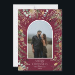 Weihnachten 1 Foto Botanischer Botanischer Blumeng<br><div class="desc">Weihnachten Moderne,  elegante Wasserfarbe getrocknete botanische florale Mutation Fans Feiertag Bogen 1 Foto Weihnachtskarte. Bordeaux Backer</div>