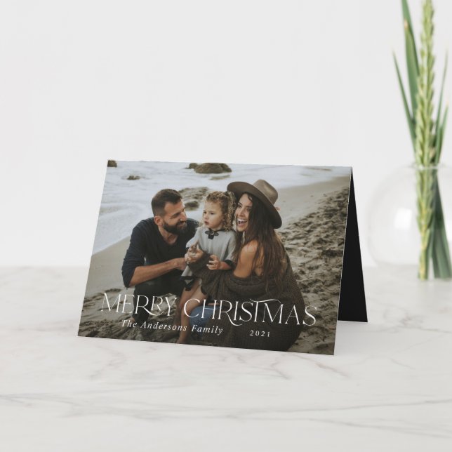 Weihnachten 1 Foto, gefalteter botanischer Blumenu Karte (Vorderseite)