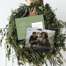 Weihnachten 1 Foto Salbei Moderne Typografie Postkarte