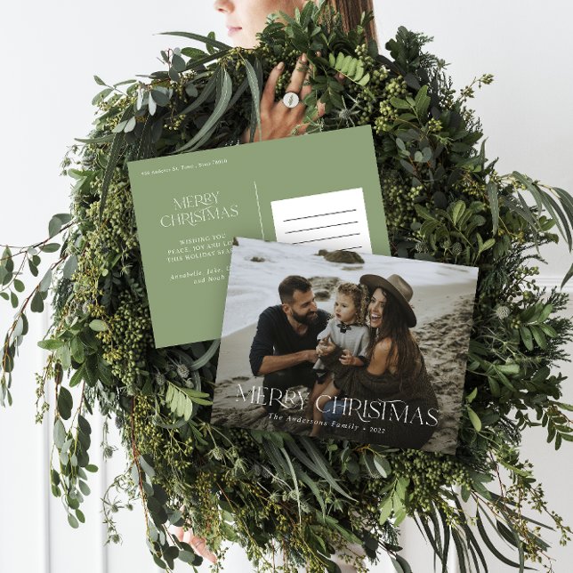 Weihnachten 1 Foto Salbei Moderne Typografie Postkarte (Von Creator hochgeladen)