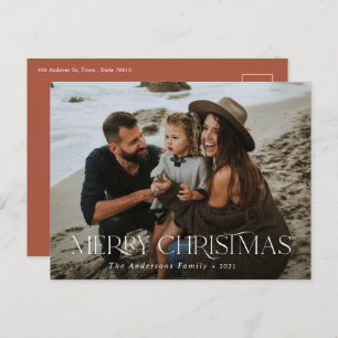 Weihnachten 1 Foto Terrakotta Moderne Typografie Postkarte