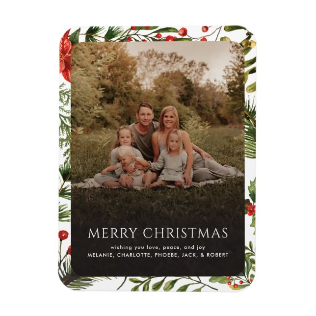 Weihnachten 1 Foto Wasserfarbe Botanische Berries Magnet (Vertikal)