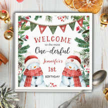 Weihnachten 1. Geburtstag Niedliches Winterwald