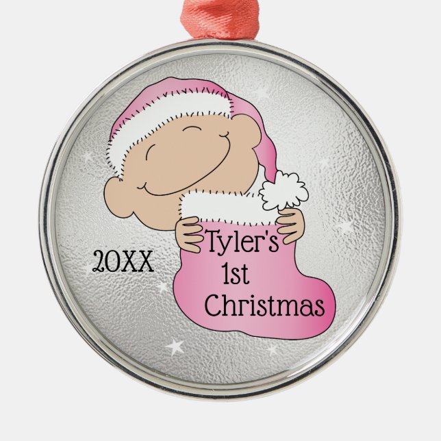 Weihnachten 1. Weihnachts Rosa Ornament (Vorne)