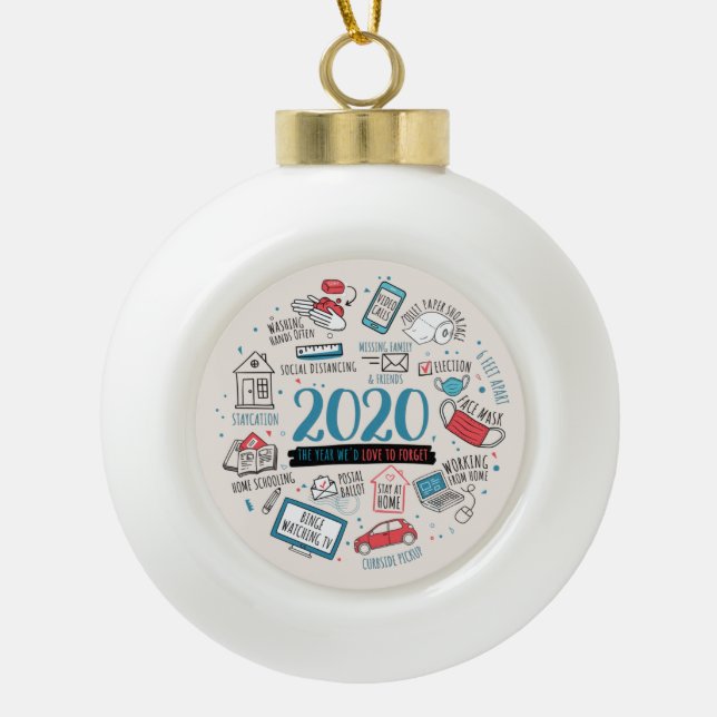 Weihnachten 2020 - Begehung der Quarantäneaktivitä Keramik Kugel-Ornament (Vorderseite)