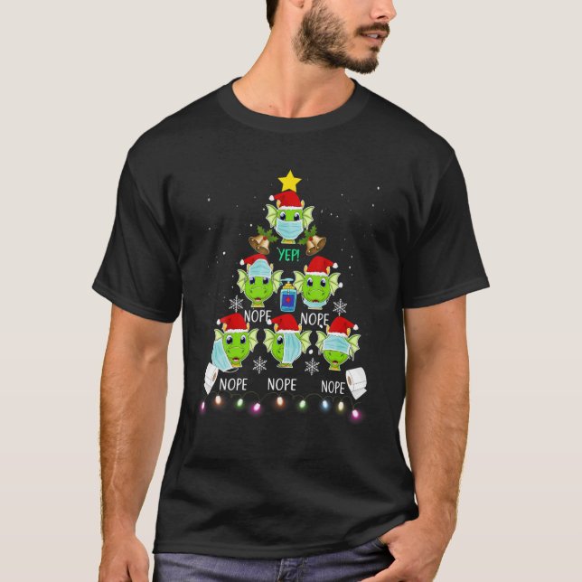 Weihnachten 2020 Dragon Wearing Mask Frong Funny P T-Shirt (Vorderseite)