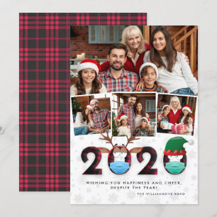 Weihnachten 2020 Funny Face Masken & Kariert 4 F Einladung