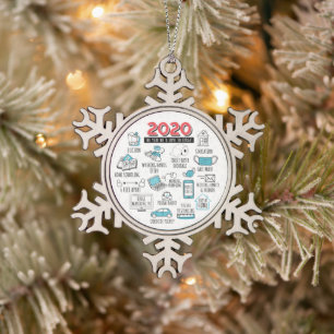 Weihnachten 2020 Jahr zum Gedenken Schneeflocken Zinn-Ornament