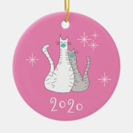 Weihnachten 2020 Katzen Gesicht Masken Niedlich ro Keramik Ornament