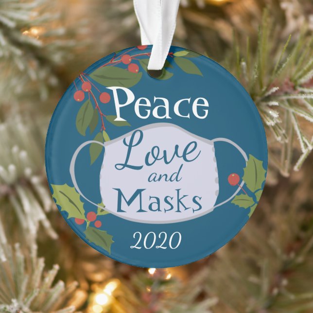 Weihnachten 2020 Liebe und Maske des Friedens Ornament (Baum)