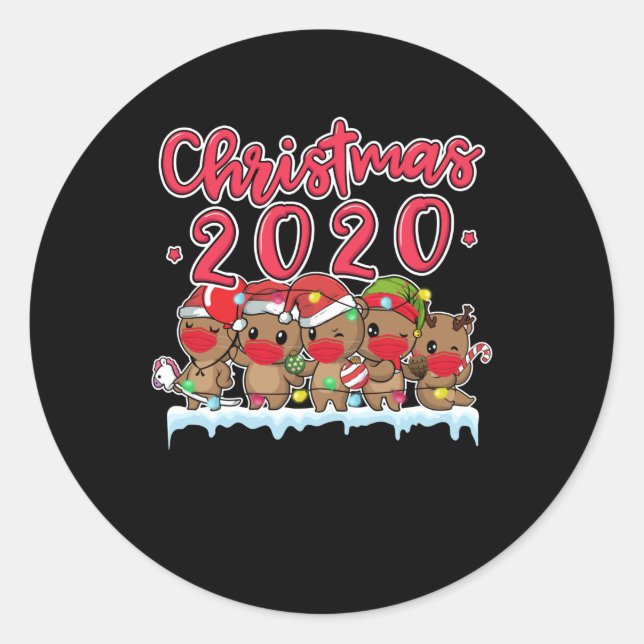 Weihnachten 2020 Otters Gesicht Maske Otter Long Runder Aufkleber (Vorderseite)