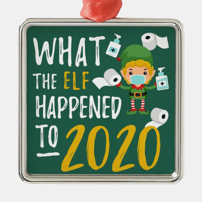 Weihnachten 2020 Quarantine Lockdown Elf-Gedenken Ornament Aus Metall (Vorne)