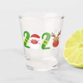 Weihnachten 2020 | Santa und Reindei in Maske Schnapsglas