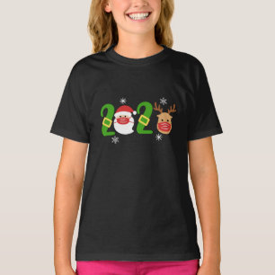 Weihnachten 2020 Santa und Reindei in Maske T-Shirt