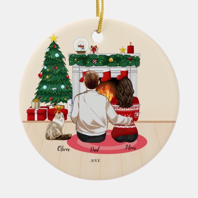 Weihnachten 2022 Mama Vater Familie personalisiere Keramik Ornament (Vorne)