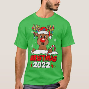 Weihnachten 2022 Reindeer Xmas Lights Snow Pajama  T-Shirt