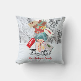 Weihnachten 2022 Schlitten mit Geschenken Name Mod Kissen