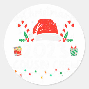Weihnachten 2023 Cousin Crew Weihnachtsmannmütze M Runder Aufkleber