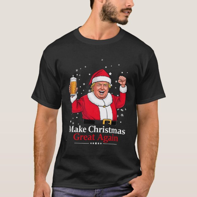 Weihnachten 2024 Funny Trump & amp; Bier machen Ch T-Shirt (Vorderseite)