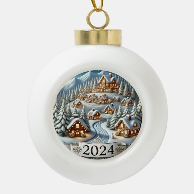 Weihnachten 2024 keramik Kugel-Ornament (Vorderseite)