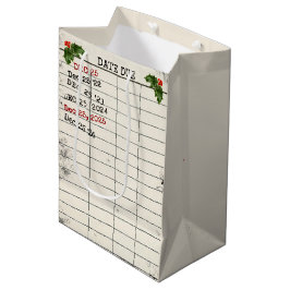 Weihnachten 2025 Alte Bibliothekskarte Mittlere Geschenktüte