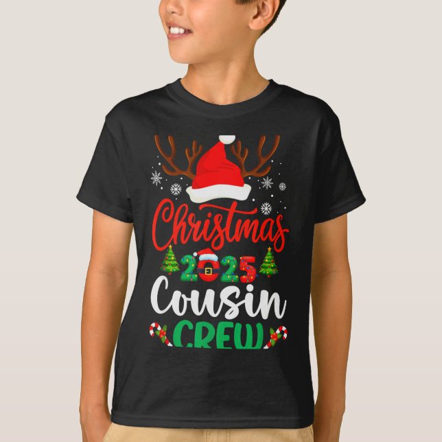 Weihnachten 2025 Cousin Crew Pyjamas Xmas Lichter  T-Shirt (Vorderseite)