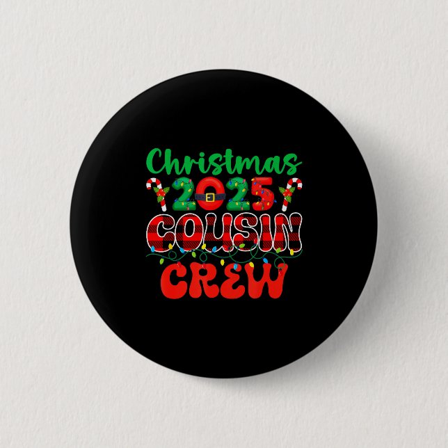 Weihnachten 2025 Cousin-Crew Xmas-Lichter Familien Button (Vorderseite)