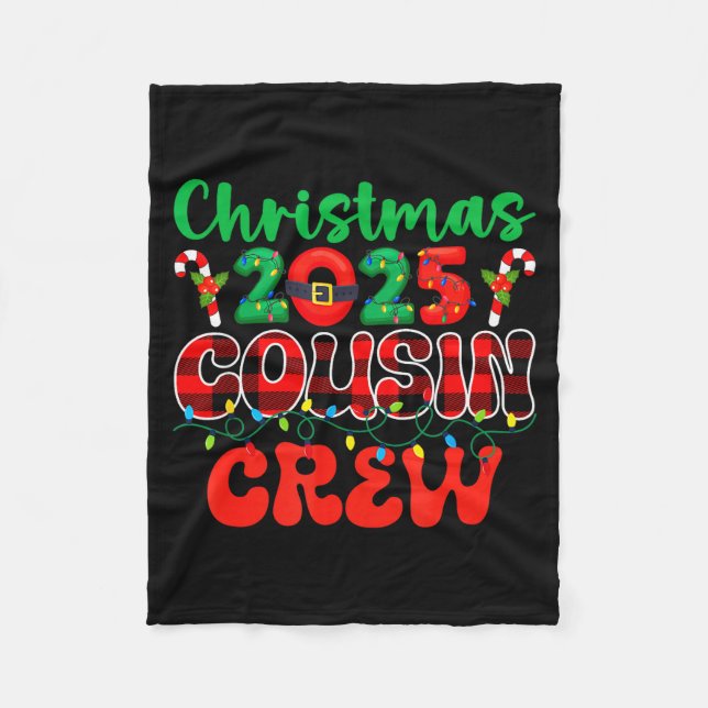 Weihnachten 2025 Cousin-Crew-Xmas-Lichter Familien Fleecedecke (Vorderseite)
