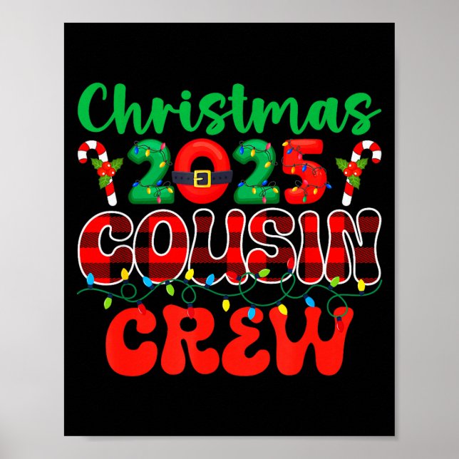 Weihnachten 2025 Cousin-Crew-Xmas-Lichter Familien Poster (Vorne)