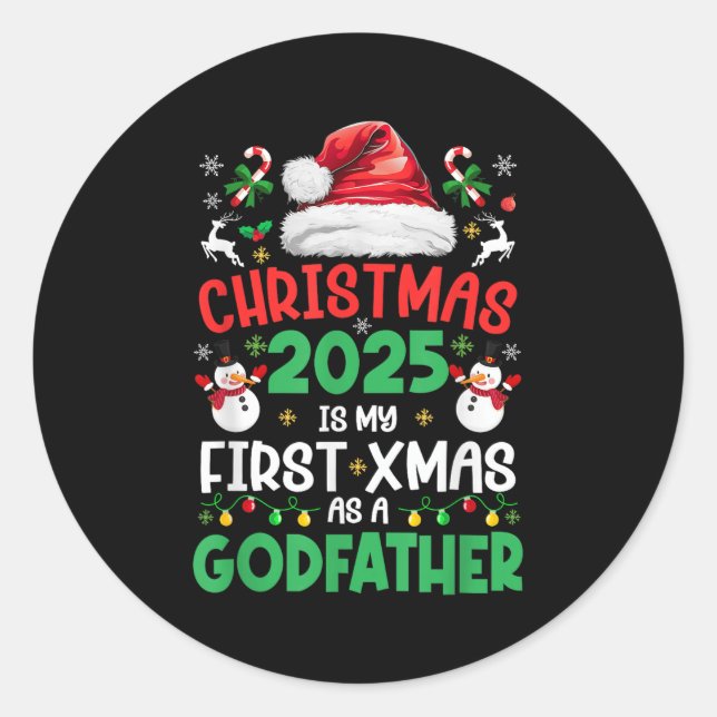 Weihnachten 2025 ist mein erstes Weihnachtsfest al Runder Aufkleber (Vorderseite)